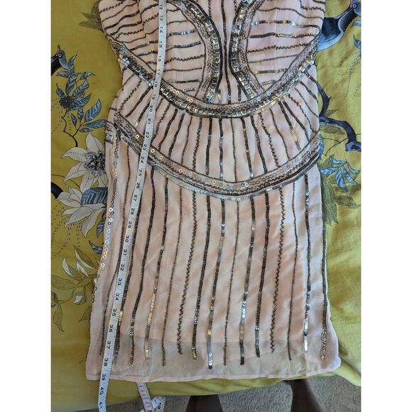 VENUS retro 20s beaded cocktail dress pink sz large nwt - Picture 7 of 7